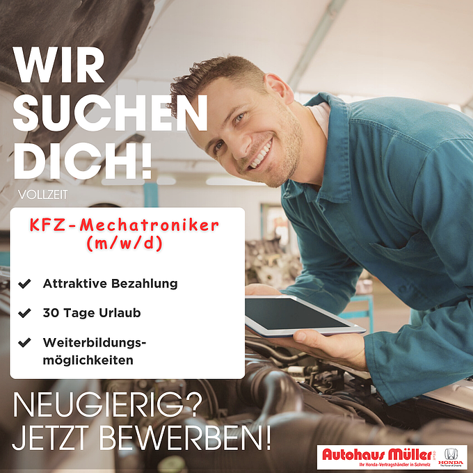 Wir suchen KFZ-Mechatroniker (m/w/d) in Vollzeit KFZ-Mechatroniker (m/w/d)